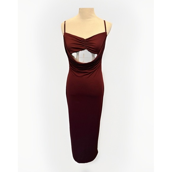 The Unbranded Brand Dresses & Skirts - Midi Cut Out‎ Dress Wine Wedding Guest Size Large
